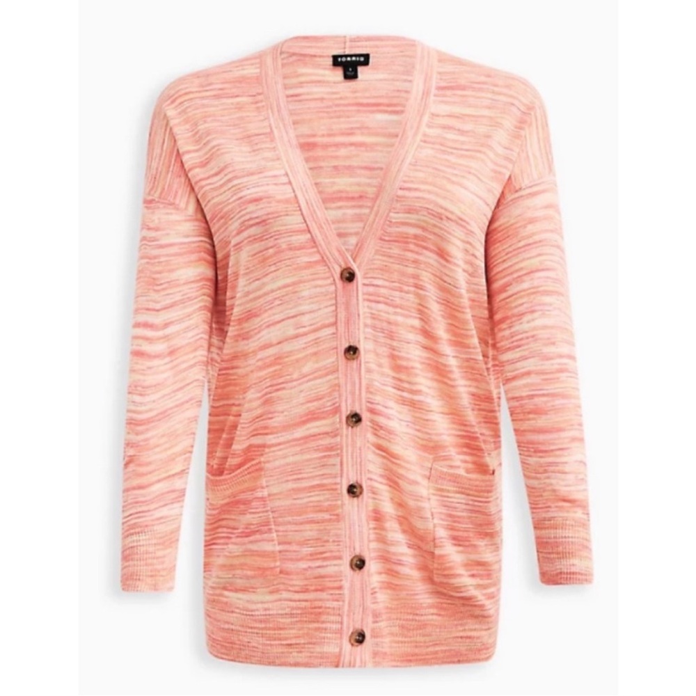 NTW Torrid Women's Spacedye Pink Button-Up Cardigan Plus Size 3x Sweater
